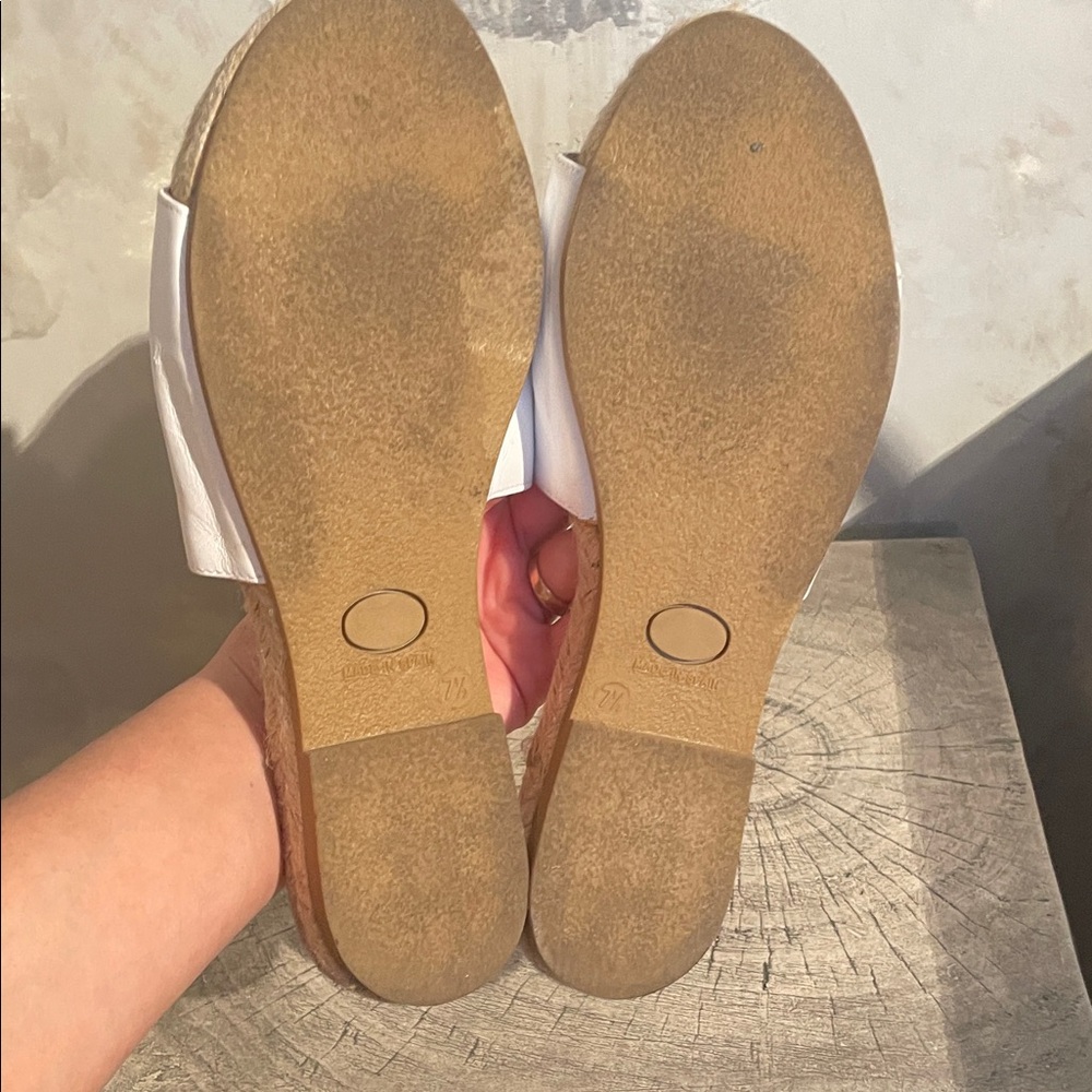 Saks Fifth Avenue White Espadrille Slides - Picture 4 of 5